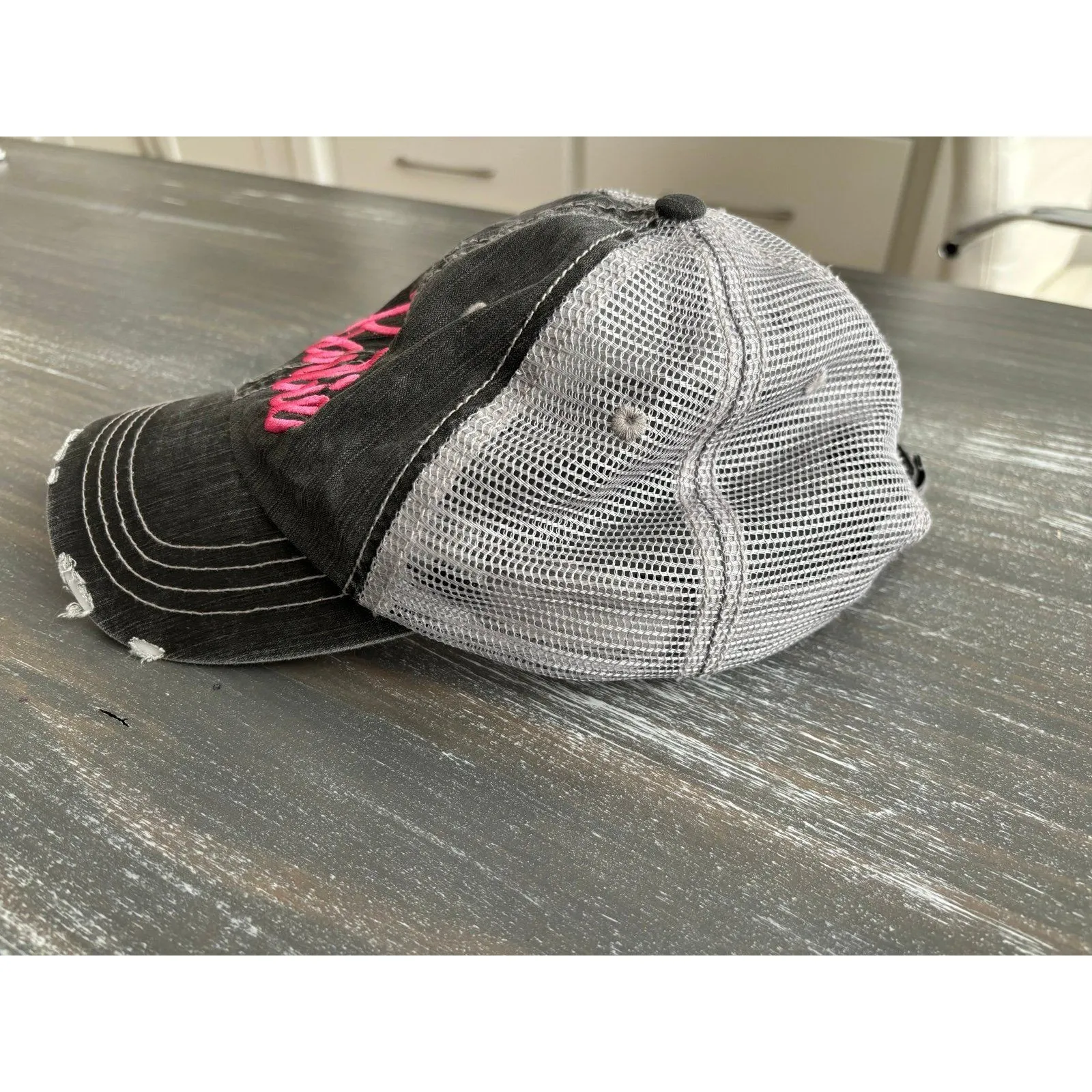 BARBIE Adult Adjustable Hat Cap Gray Embroidered Pink‎ Barbie Logo NWOT Pink - Image 3