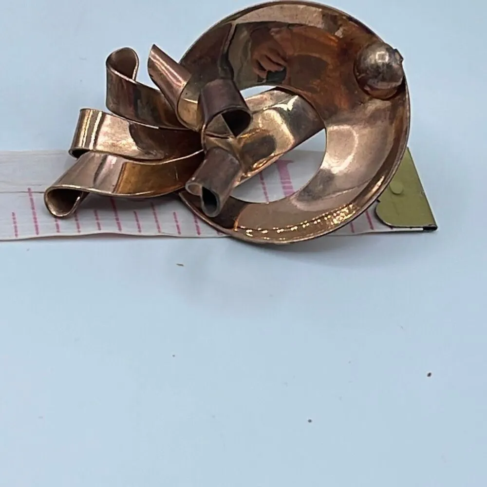 Vintage MCM solid copper 3D brooch Brown - Image 8