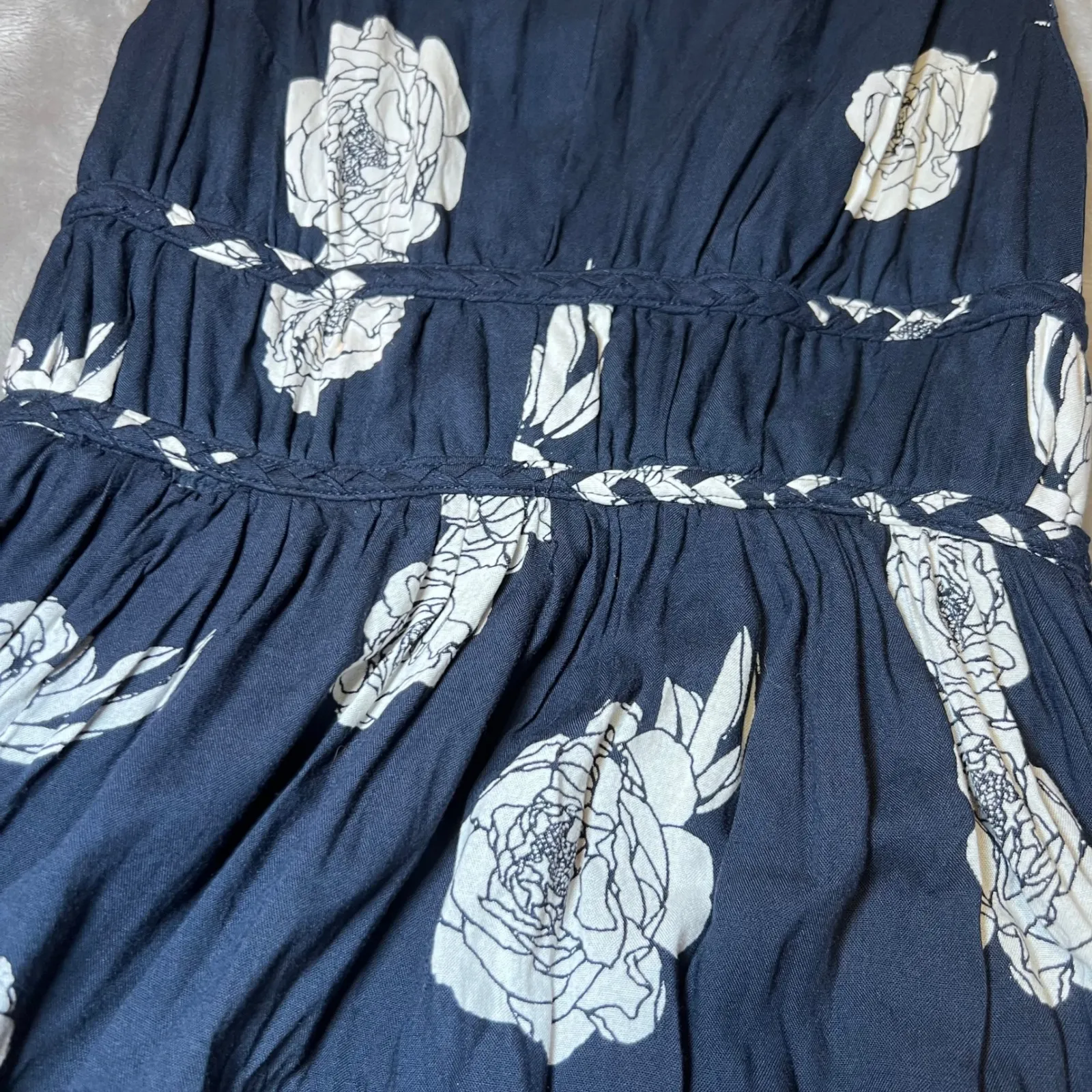 Japna Maxi Dress Womens Small Navy Blue Floral Maxi Sleeveless Casual Vacation - Image 9