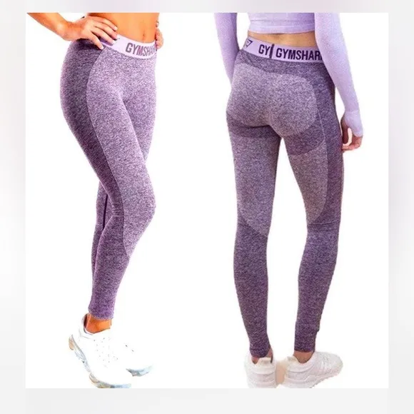 Gymshark Womens Size XS Low Rise Purple Seamless Logo Waist Flex Legging Pants - Image 2