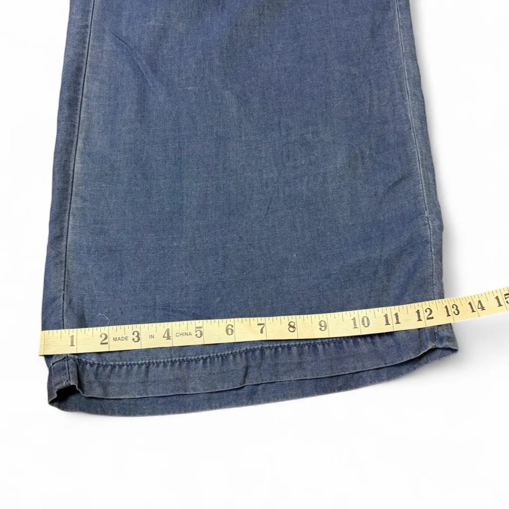 American Eagle Blue Wide Leg Trousers Womens 12 High Rise Lyocell Pants Boho - Image 4