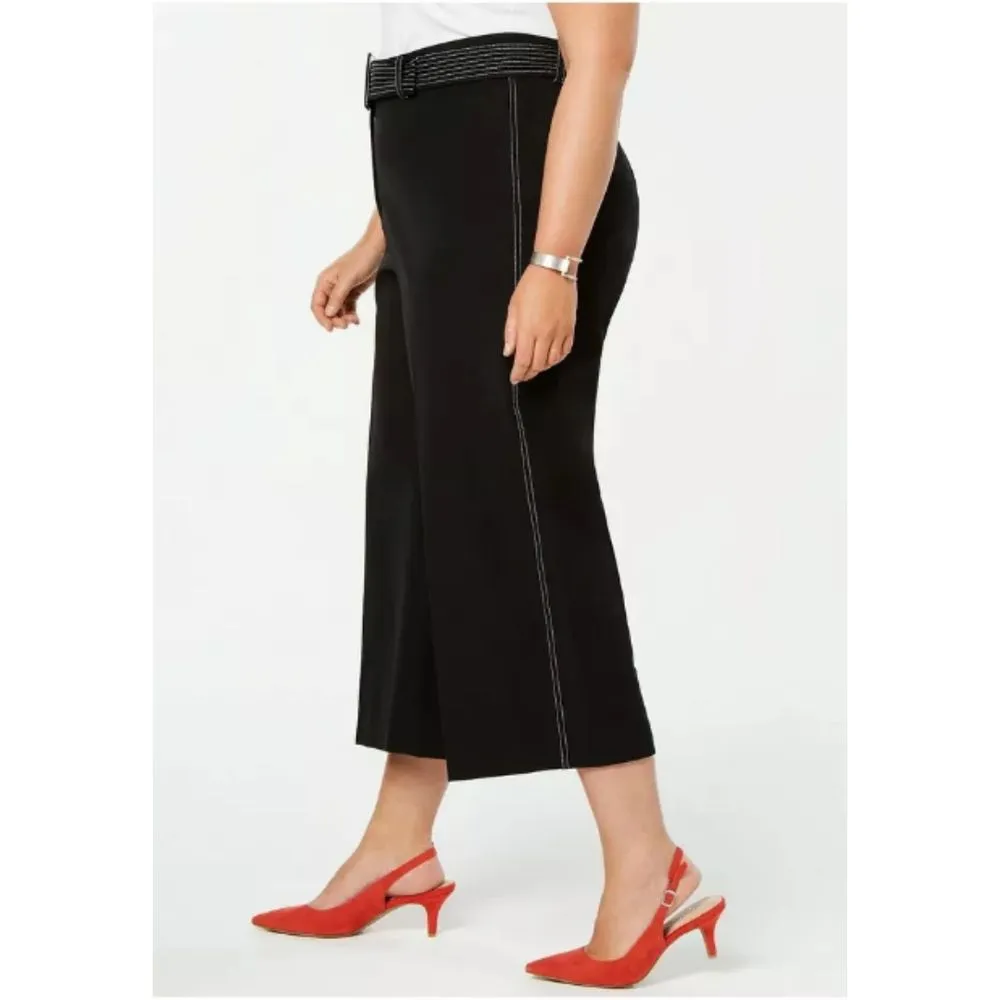 Alfani Women's Deep Black Wide Leg Tummy Control Culotte Pants Size 12 Work NWT - Image 2