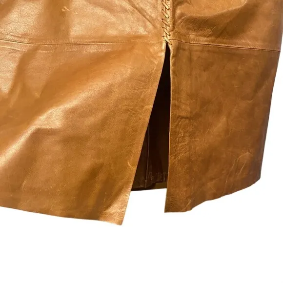 Vintage Y2K Banana Republic Tan Genuine Leather Skirt Aline Feminine Capsule - Image 4