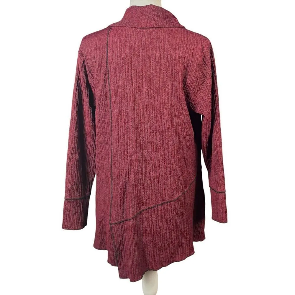 Habitat Clothes To Live In Tunic Size Medium Burgundy Cowl Neck Lagenlook Boho Red - Image 2