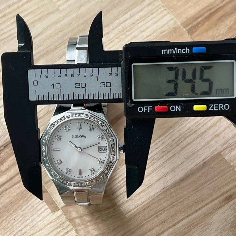 Bulova Diamonds Ladies Watch Diamond Bezel Markers Stainless Bracelet White Dial - Image 15