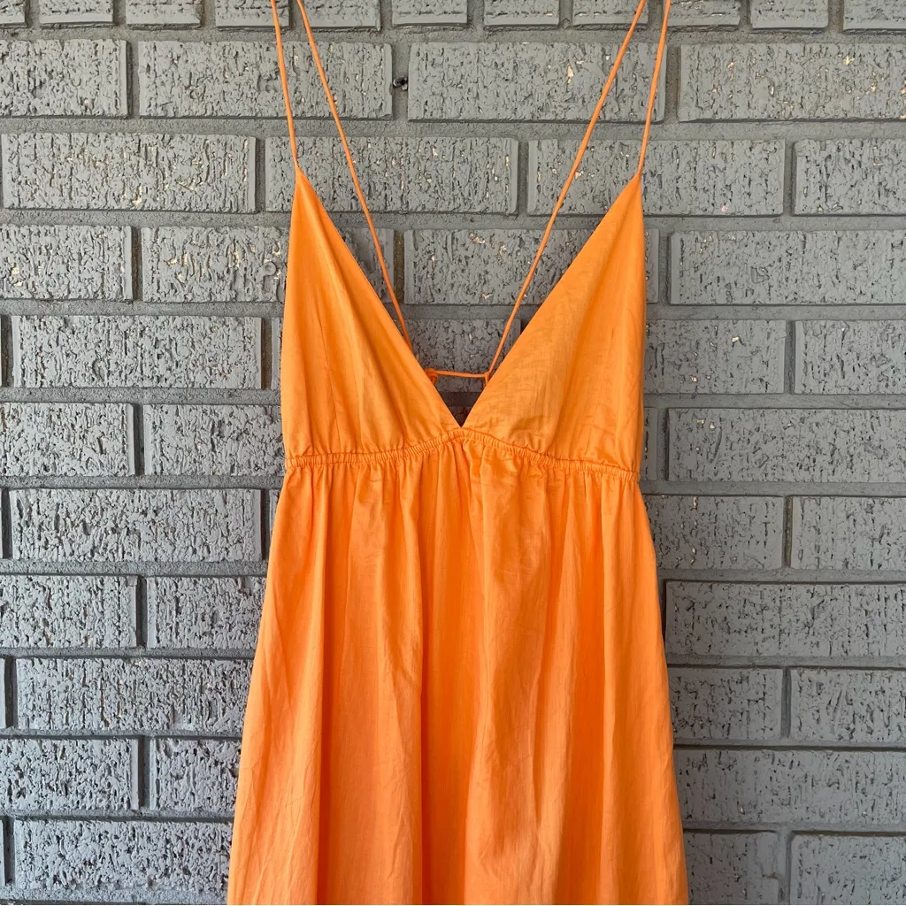 NWT Faithfull the Brand Willonna Cotton Tiered Midi Dress Mango Orange Size 10 - Image 7