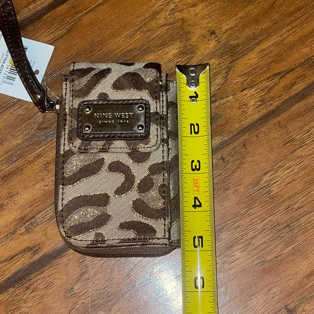 Nine West brown gold leopard wristlet wallet Y2K fashion NWT - Image 7