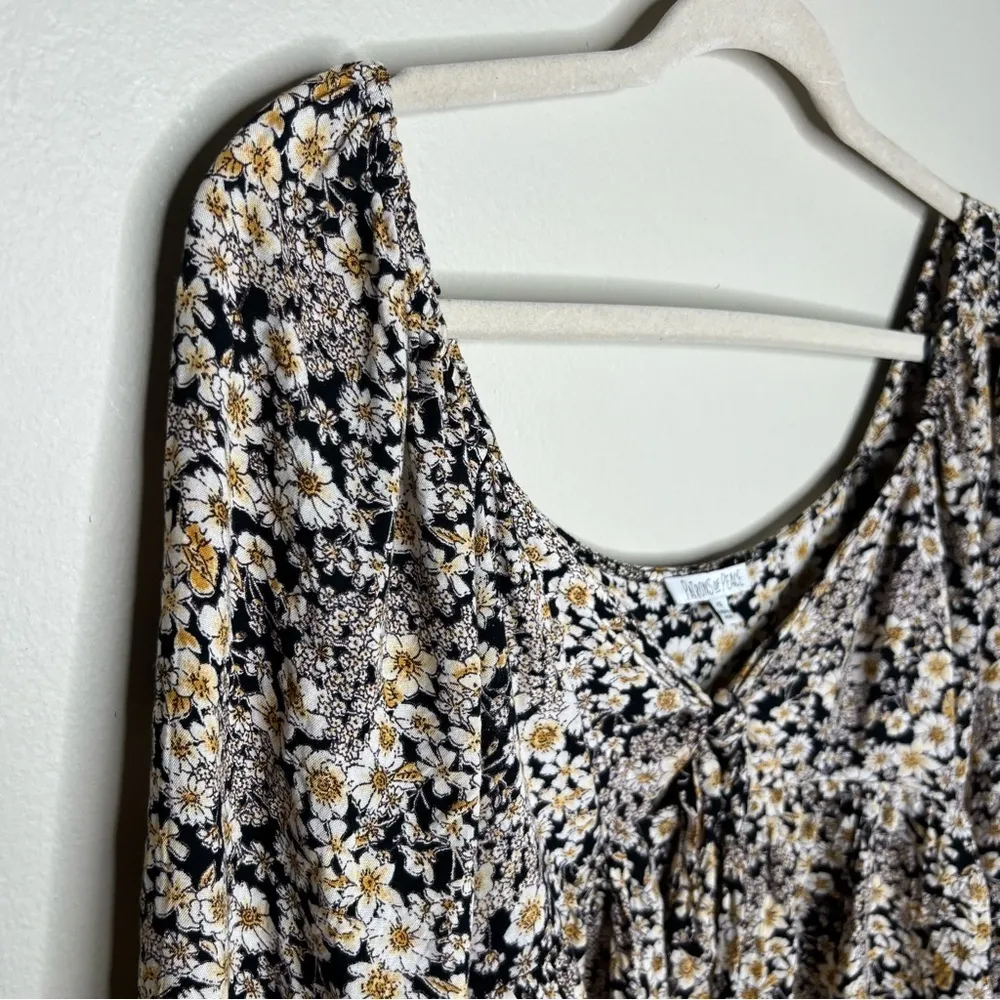 Patrons of Peace Womens Size XS‎ Floral Print Off The Shoulder Tie Front Blouse - Image 12