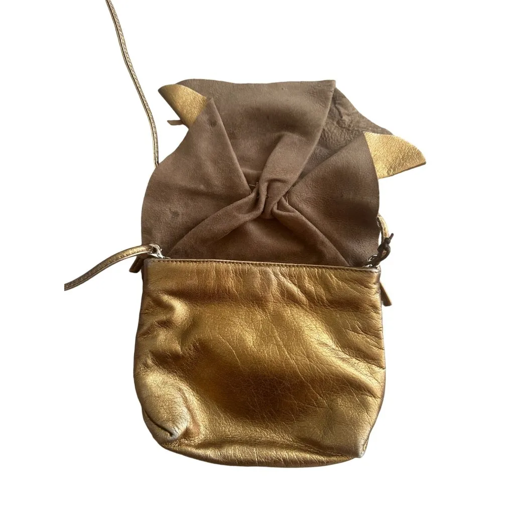 SUSAN FARBER Vintage Autographed Bronze Leather Lizard Embellished Handbag Gold - Image 8