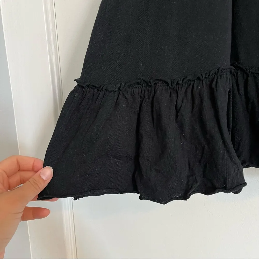 Y2K flowy jersey cotton peasant skirt stretch waist black size small ruffle - Image 3