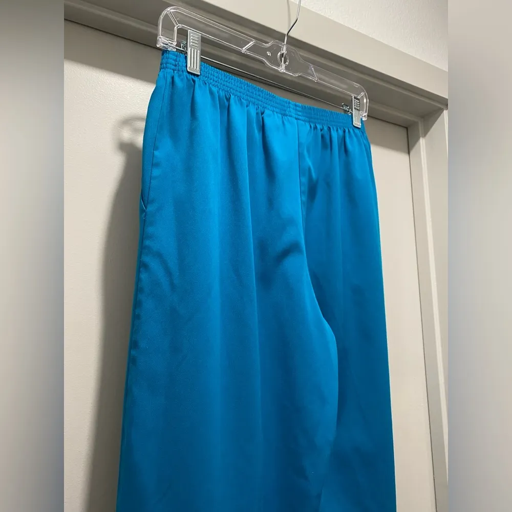 VTG Retro 80s 90s Alfred Dunner Petite Turquoise Blue Casual Slacks Pants - 8P - Image 10