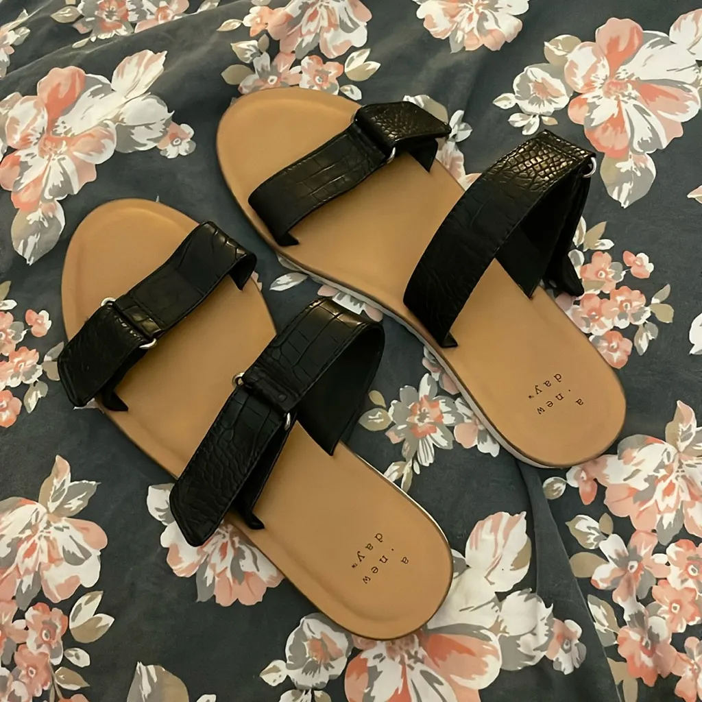 A New Day Women's Illiana Two Band Sandals Black - Image 2