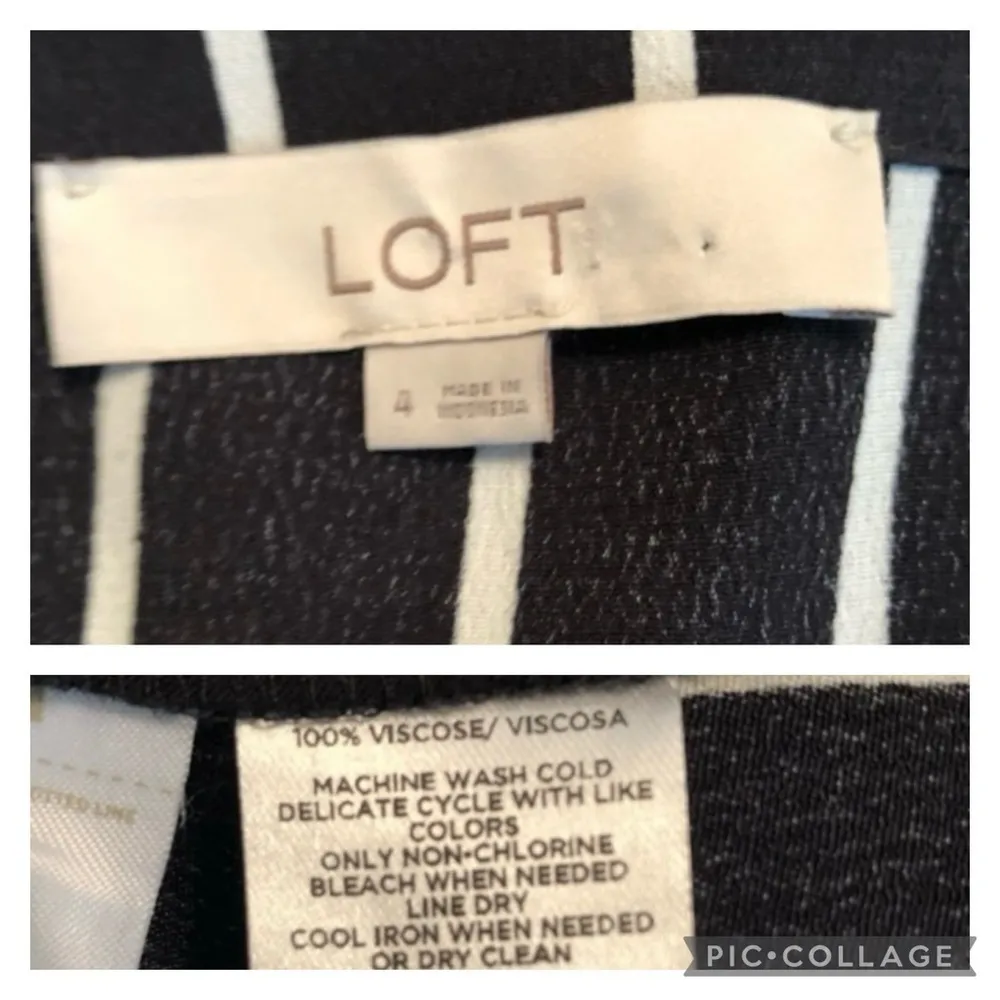 Loft Black Striped Crepe Ruffle Hem Romper 4 - Image 16