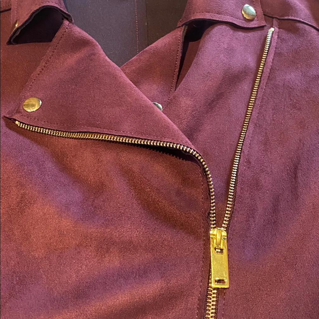 Philosophy Faux Leather Suede Moto Jacket Purple Size Medium - Image 5