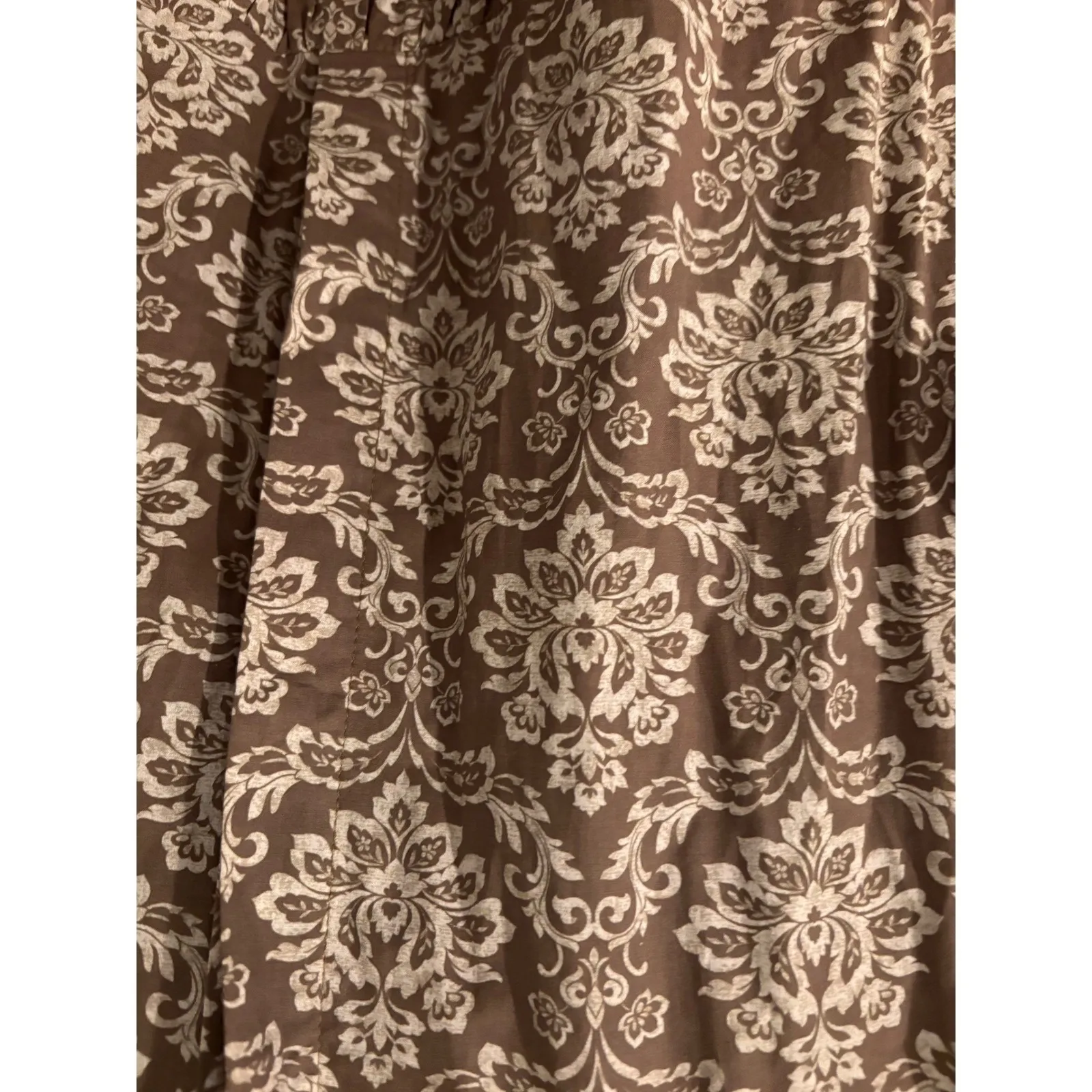 Hyacinth House Floral Tiered Maxi Dress Puff Sleeve High Neck Size XS Boho Brown - Image 3