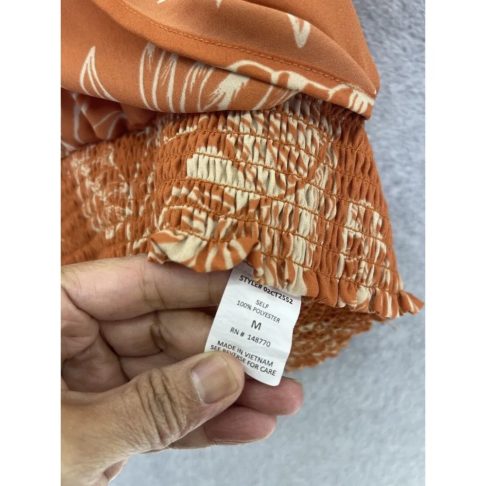 Sienna Sky Women's Blouse Surplice Blouse Burnt Orange Short Sleeve Size Medium - Image 3