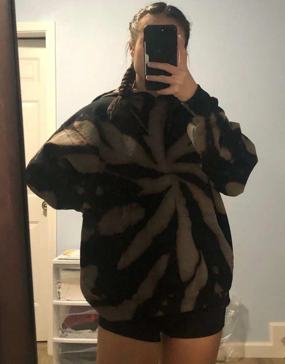 reverse tie dye hoodie sweatshirt Black Size L - Image 1