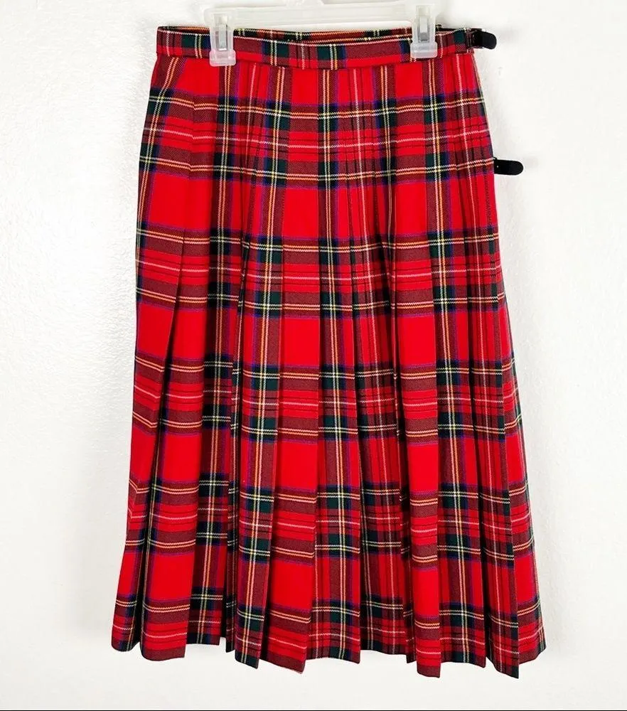 HECTOR RUSSELL KILTMAKER 100% Pure Wool Red Plaid Side Buckles Kilt, OSFM Size undefined - Image 7