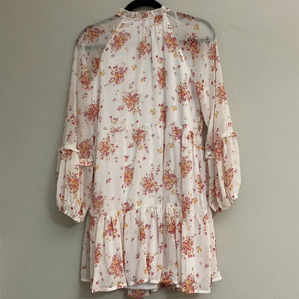 New Vince Camuto boho floral V-neck tiered ruffle mini dress size XS - Image 7