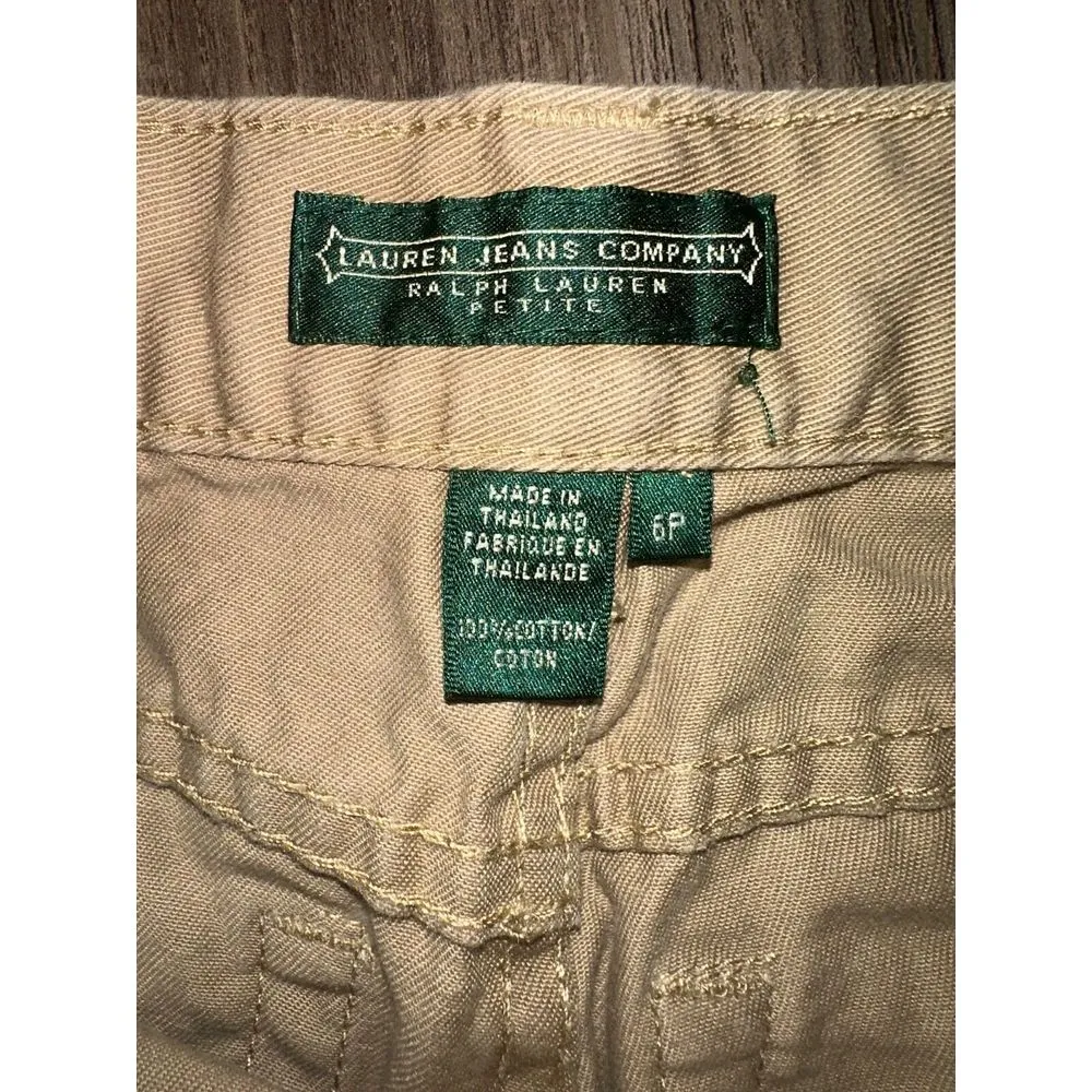 EUC‎ Ralph Lauren Khaki Tan Classic Mid-Calf Pants Chino size 6P Cotton Cropped - Image 2