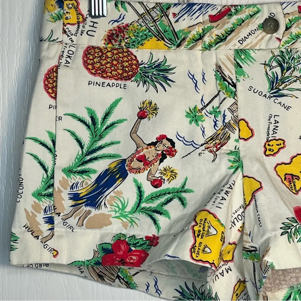 J. Crew Factory Sz 0 Hawaiian Print Shorts Tropical Vacation - Image 2
