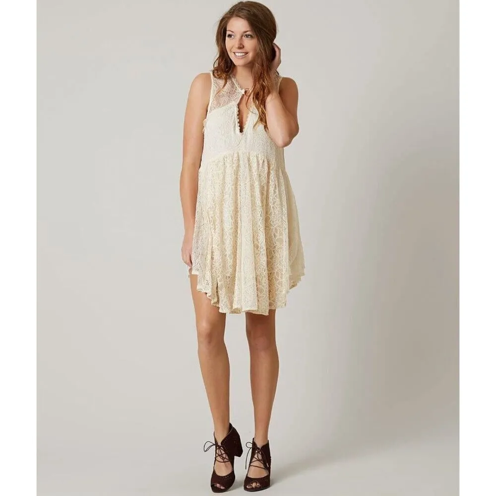 ✨FREE PEOPLE Don't You Dare Sz Medium Dress in Neutral Combo✨ - Image 5