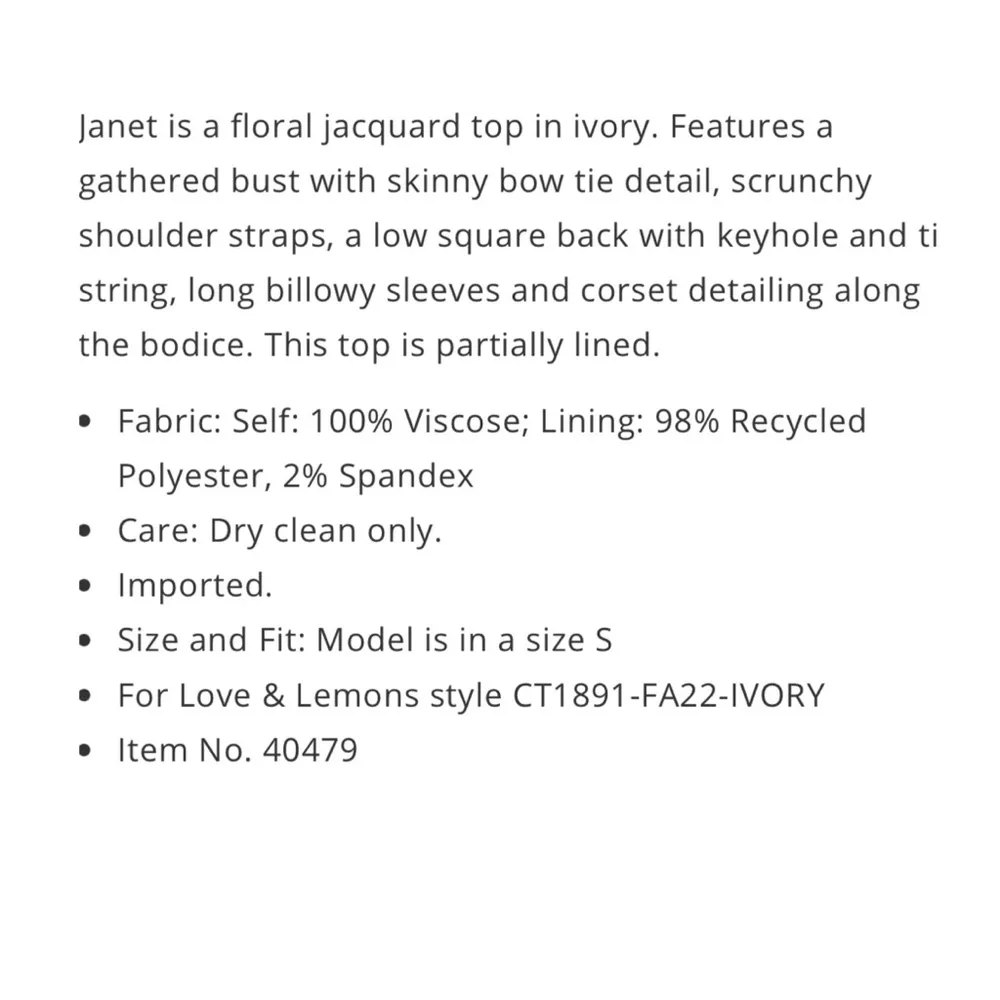 For Love and Lemon Janet Long Sleeve Corset Women's Top Ivory Small - Image 5