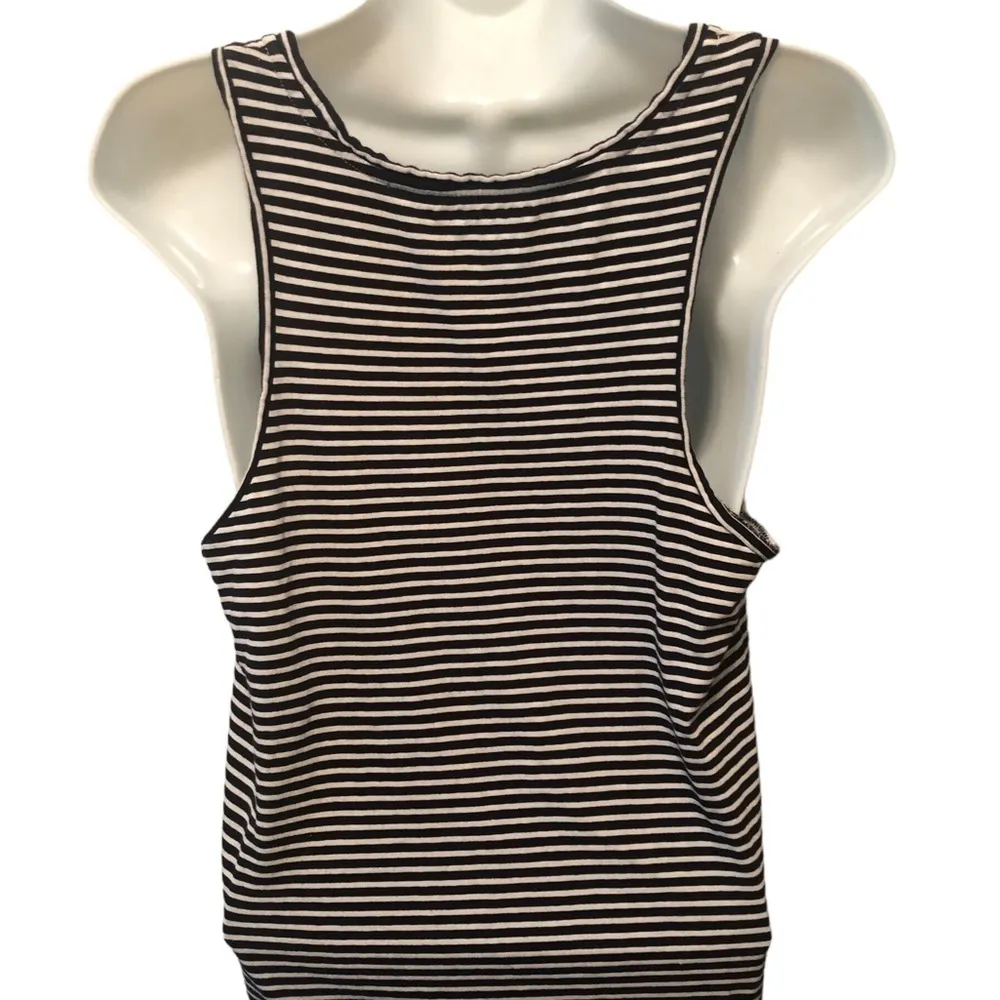 Everlane Striped Navy White Racerback Nidi Tank Dress Sz L 100% Cotton Nautical - Image 5