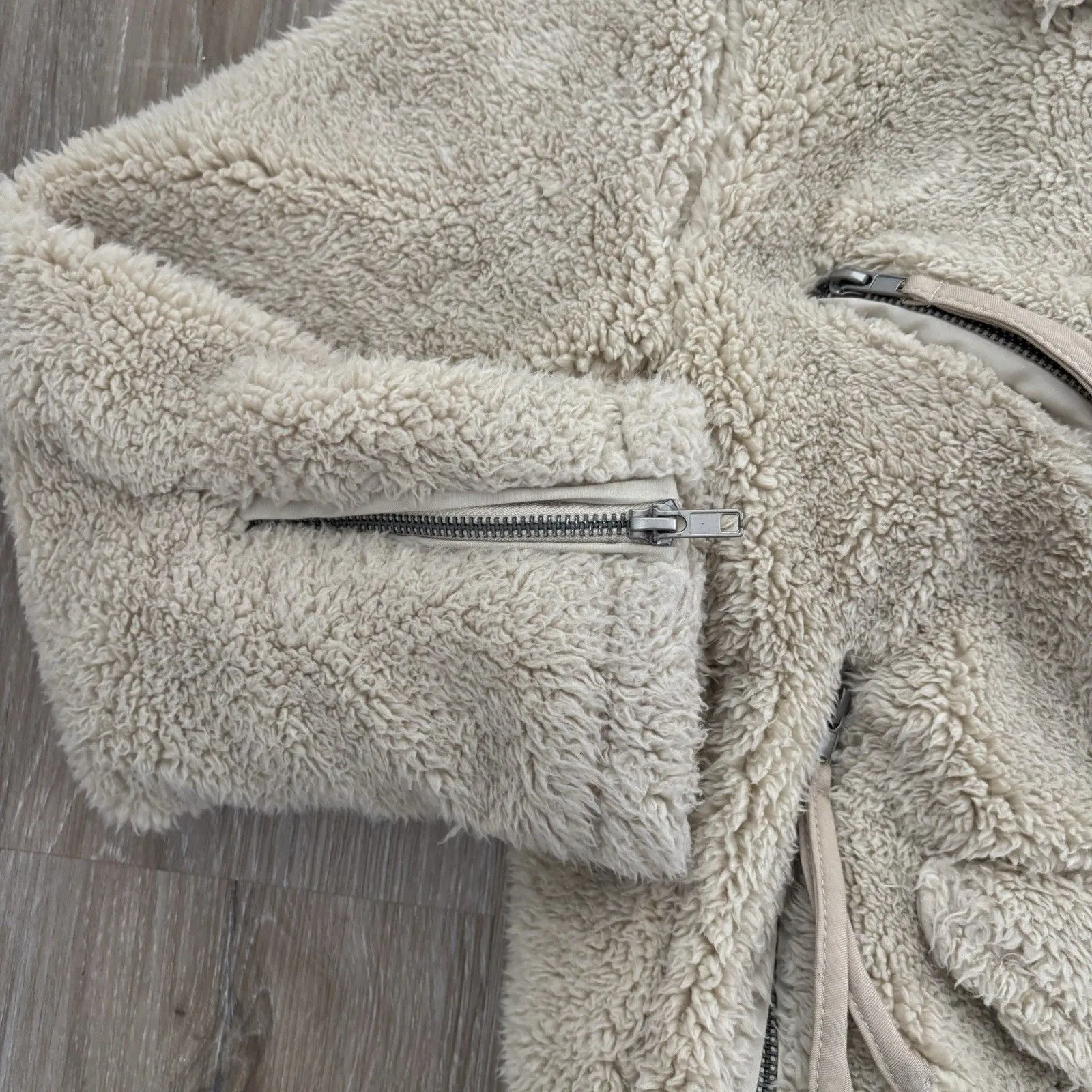 Free People Sherpa Jacket Womens Size Small So Cozy Slouchy Fleece Moto Jacket - Image 2