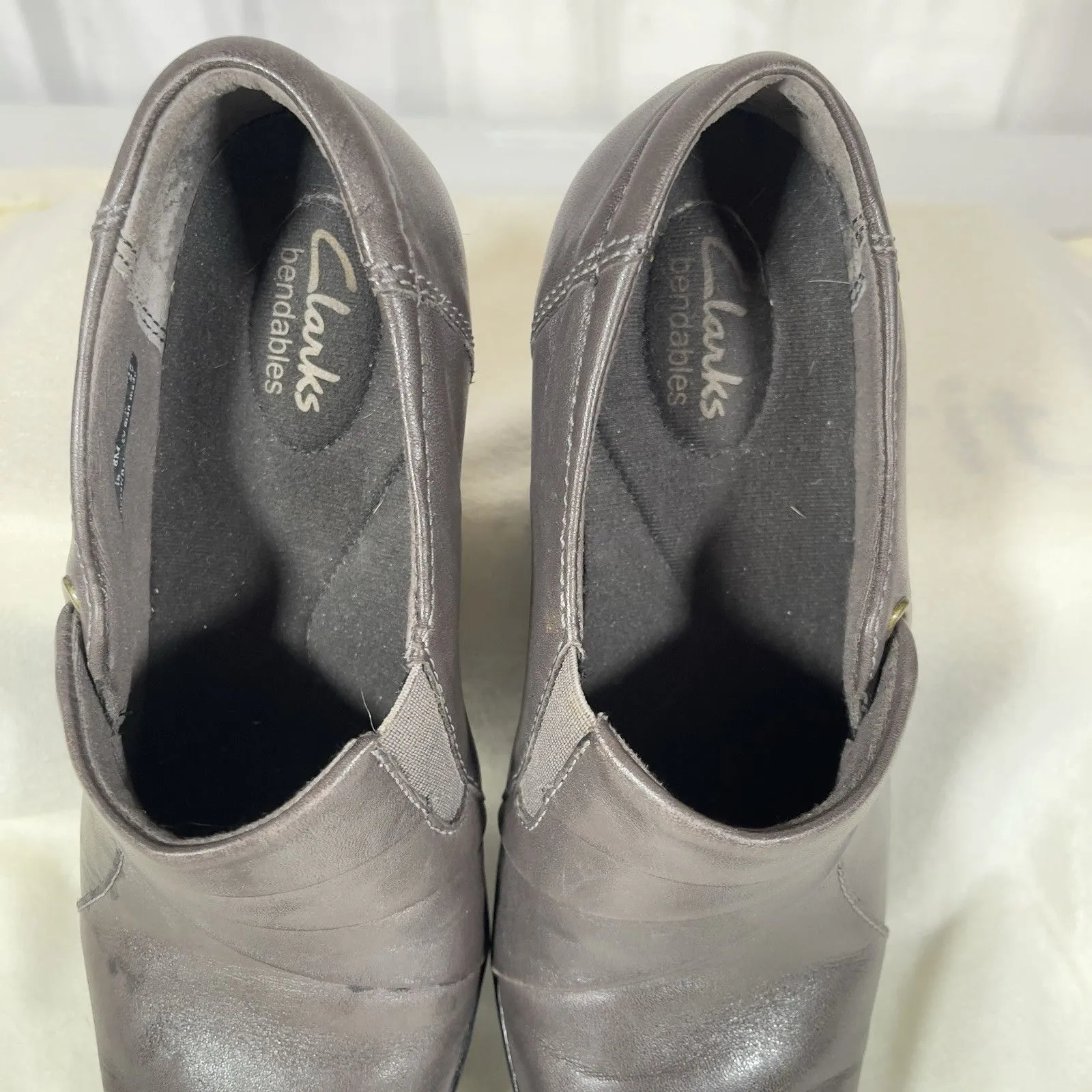 Clarks Shoes Womens 8 M Casual Pumps Heels 62722 Comfort Gray Leather Slip On - Image 5