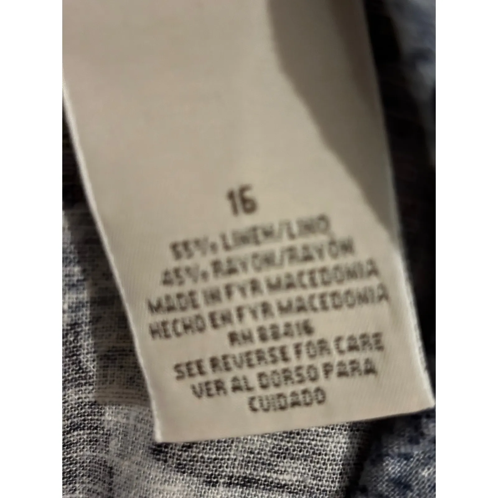 Expressions Women's Button Up Shirt Linen‎ Rayon Floral Black Blue Size 16 - Image 4