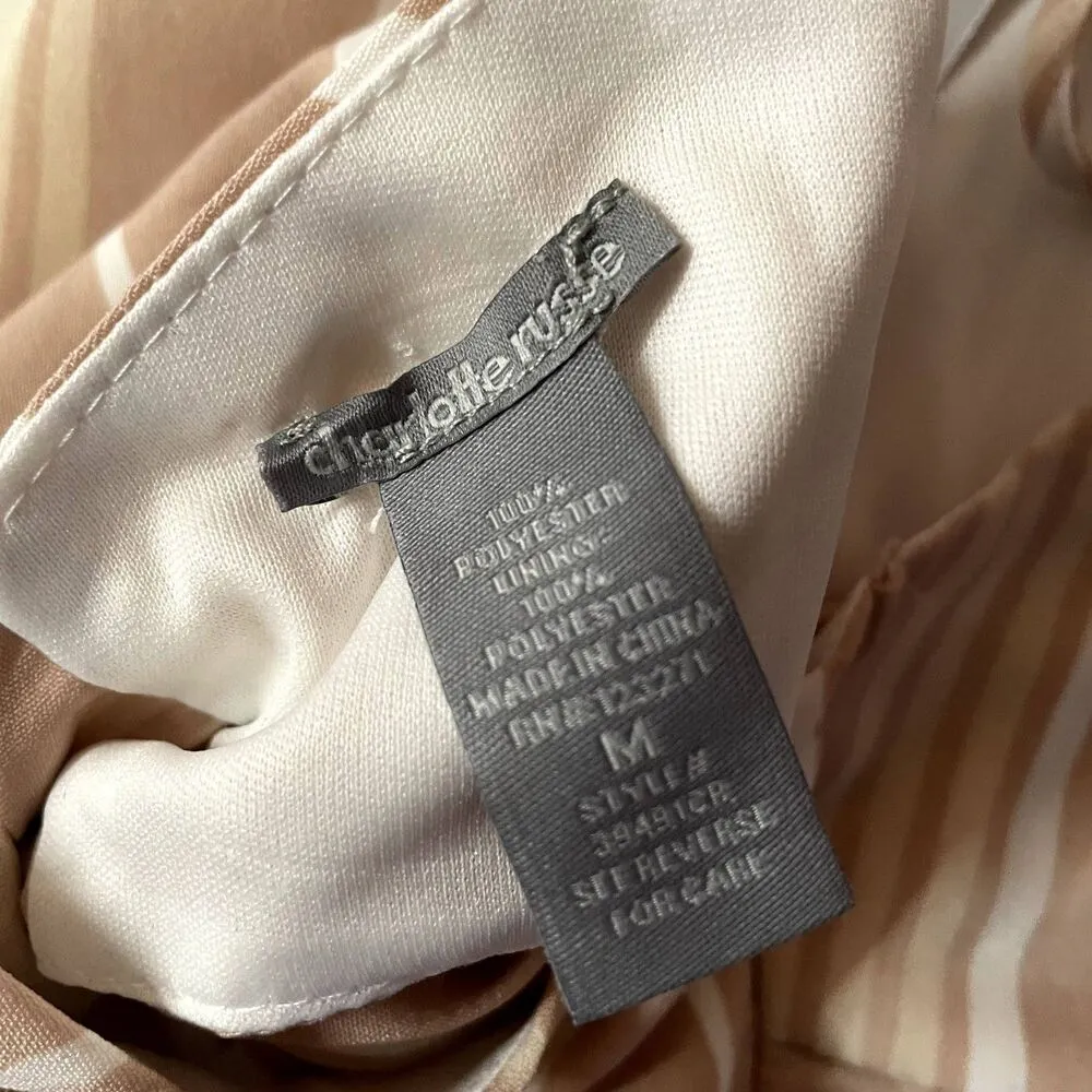 Charlotte Russe Blush Pink & Cream Striped Tie Back Crop Top Size M NWT - Image 5