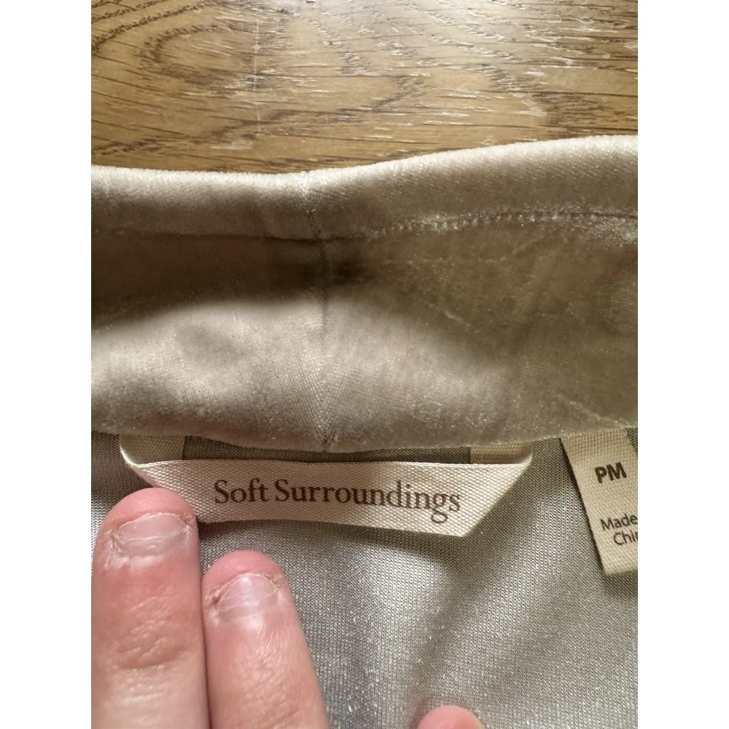 Soft‎ Surroundings Open Cardigan Women Size PM Petite Brown Velvet Shawl Collar - Image 3