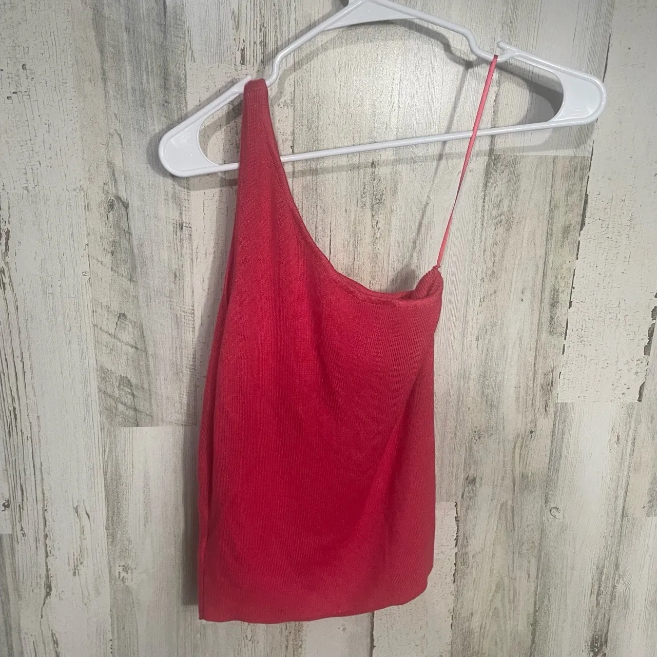 EVERY One Shoulder Knit Ribbed One Shoulder Top Rose Pink size M Soft Stretch Size M - Image 5