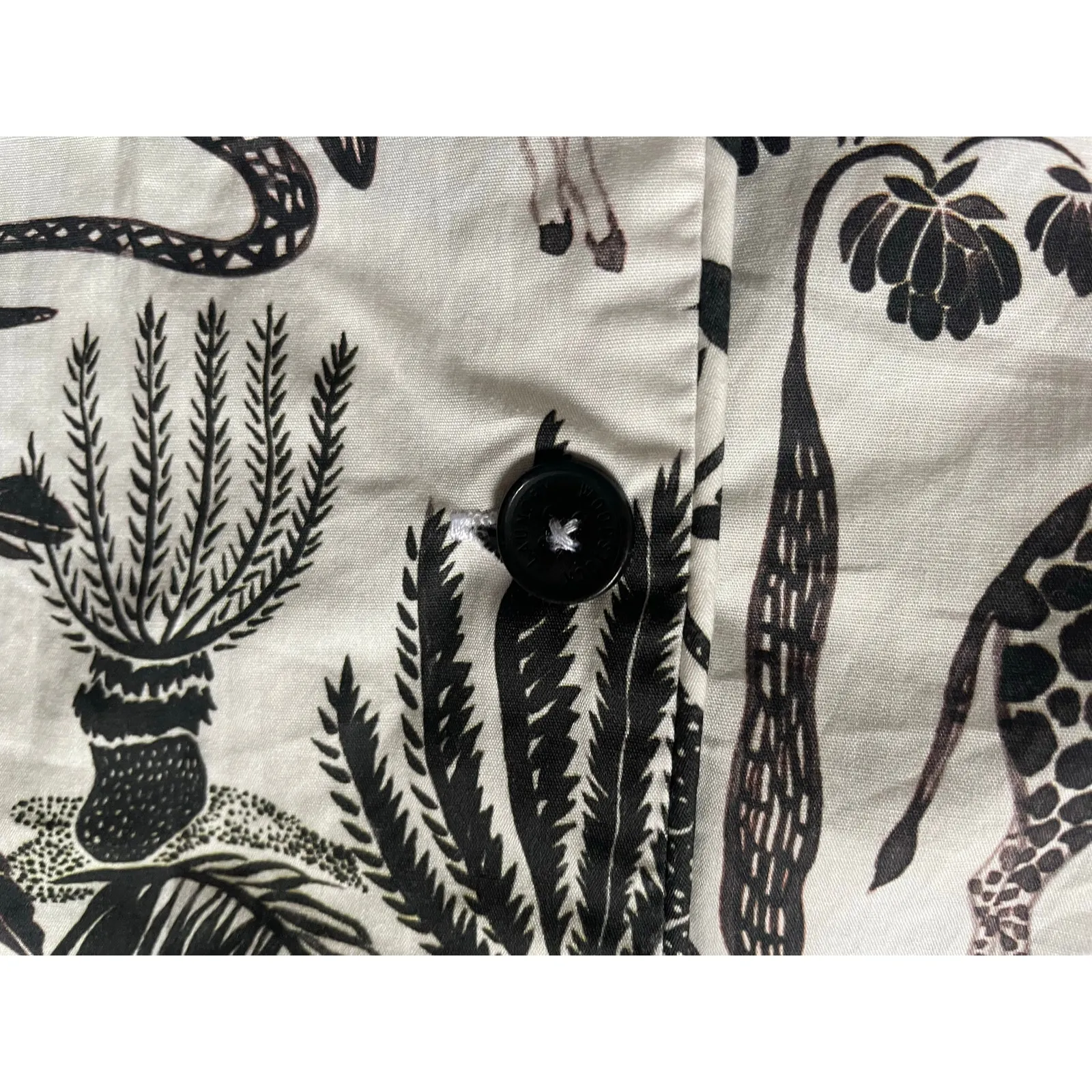 Woodstock Laundry Cotton Long Pajama Set in Black Mono Safari on White Sz Small - Image 6