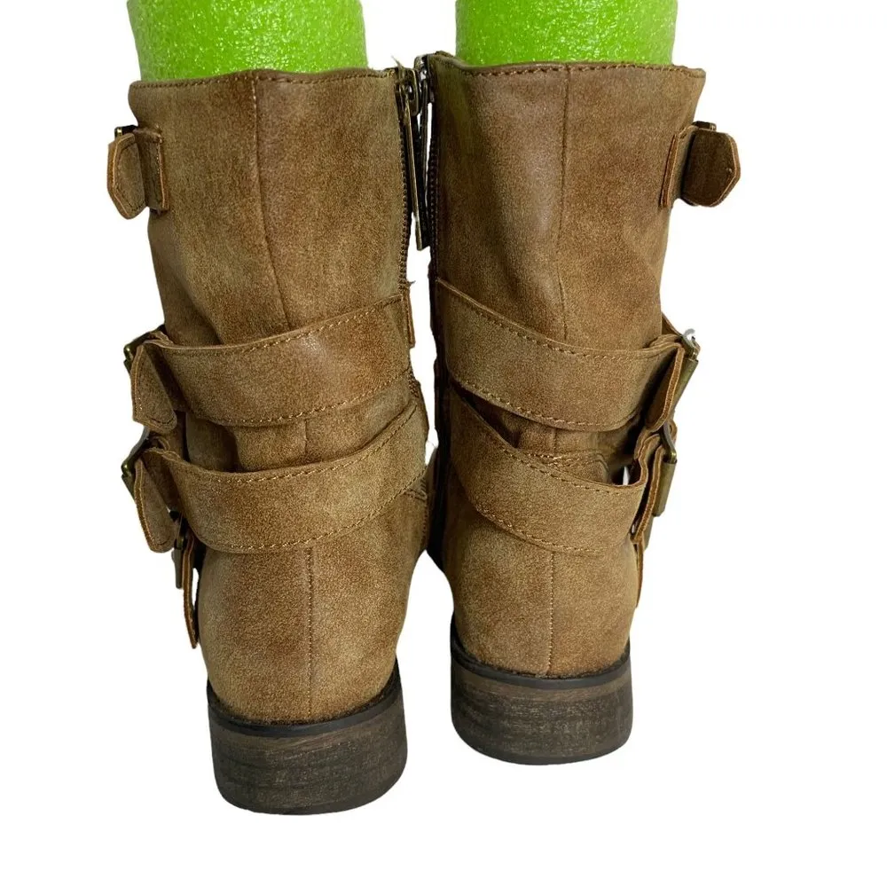 Breckelles Ankle Boots 6 Brown Side Zip Low Heel Buckle Details - Image 6