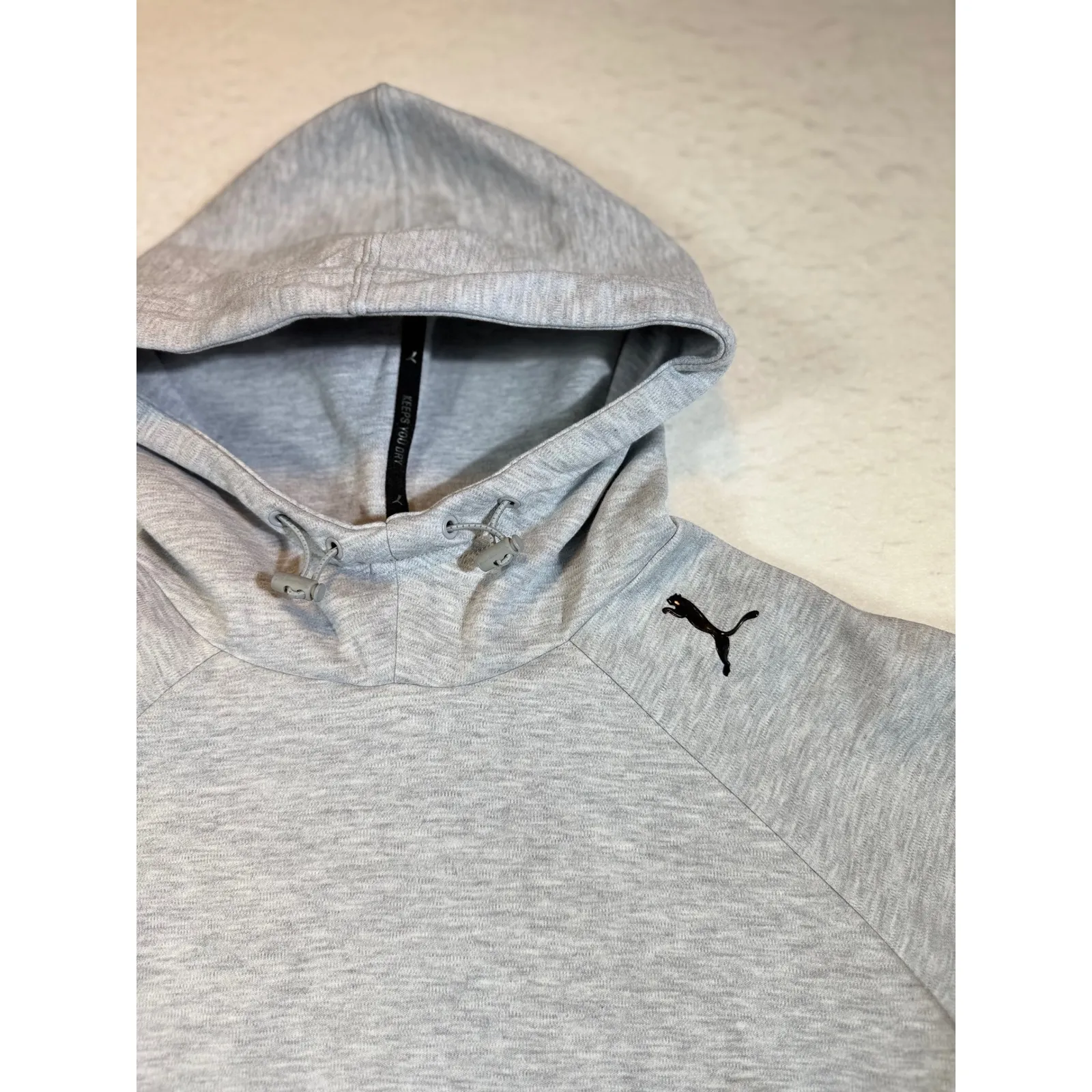 Puma Heather Gray Hoodie Athletic Performance Thumbholes Women's Size L - Image 4