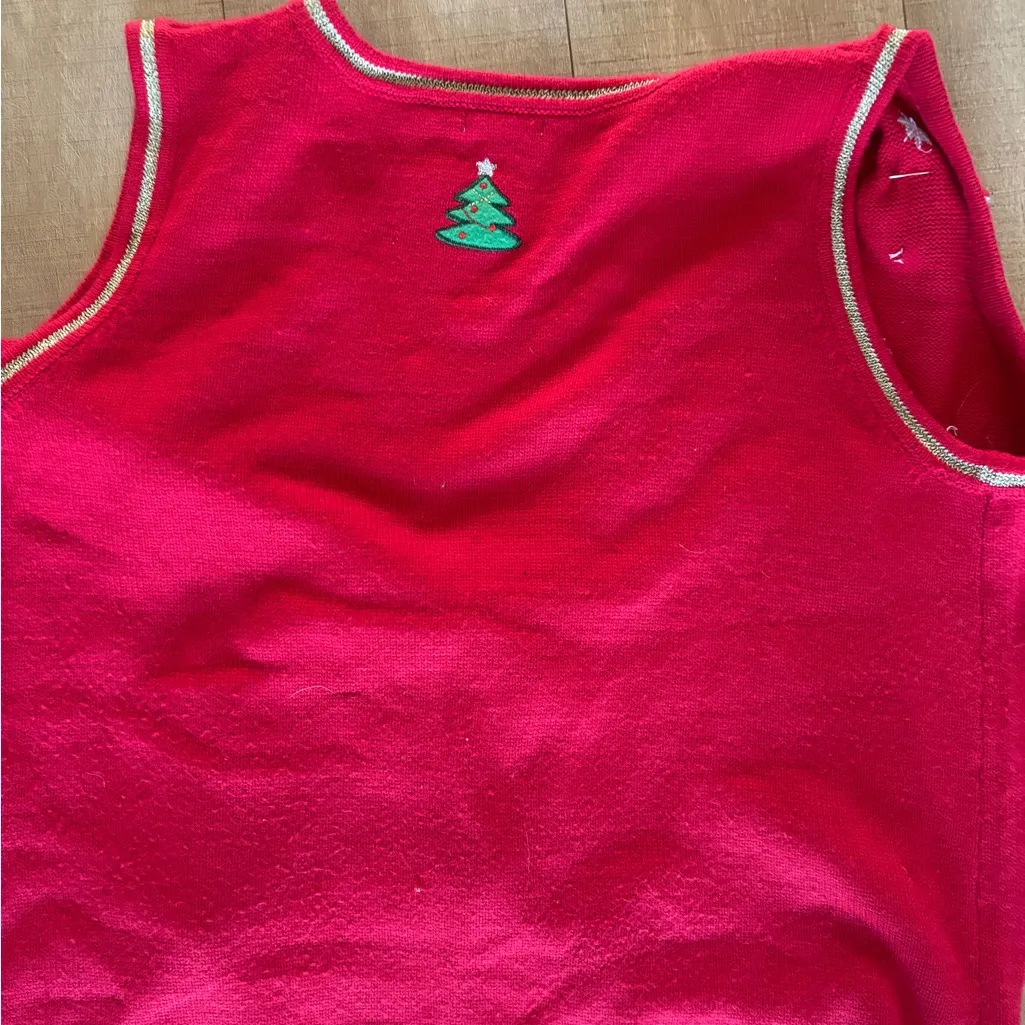 White Stag Red Holiday Vest with Tree Design - Image 2