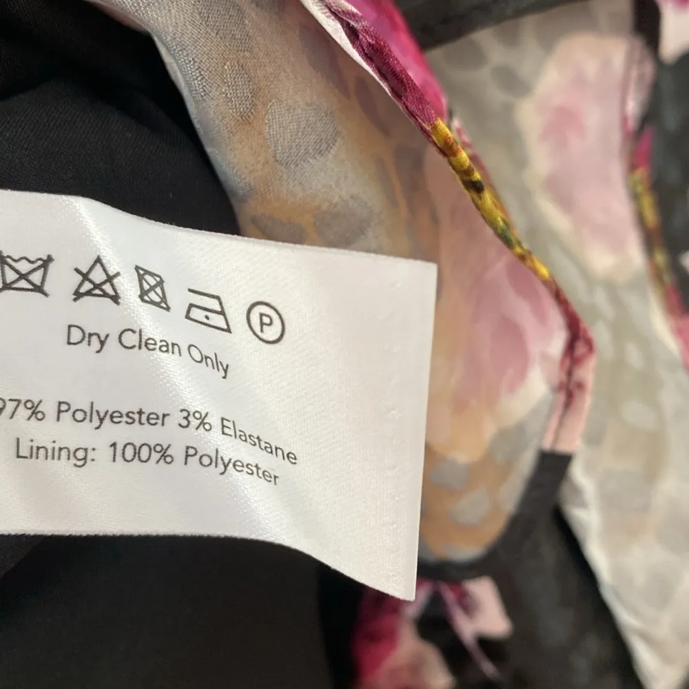 Borgo De Nor Black Purple Yulia Floral High Neck Ruffle Satin Dress Size 2 Sz XS - Image 10