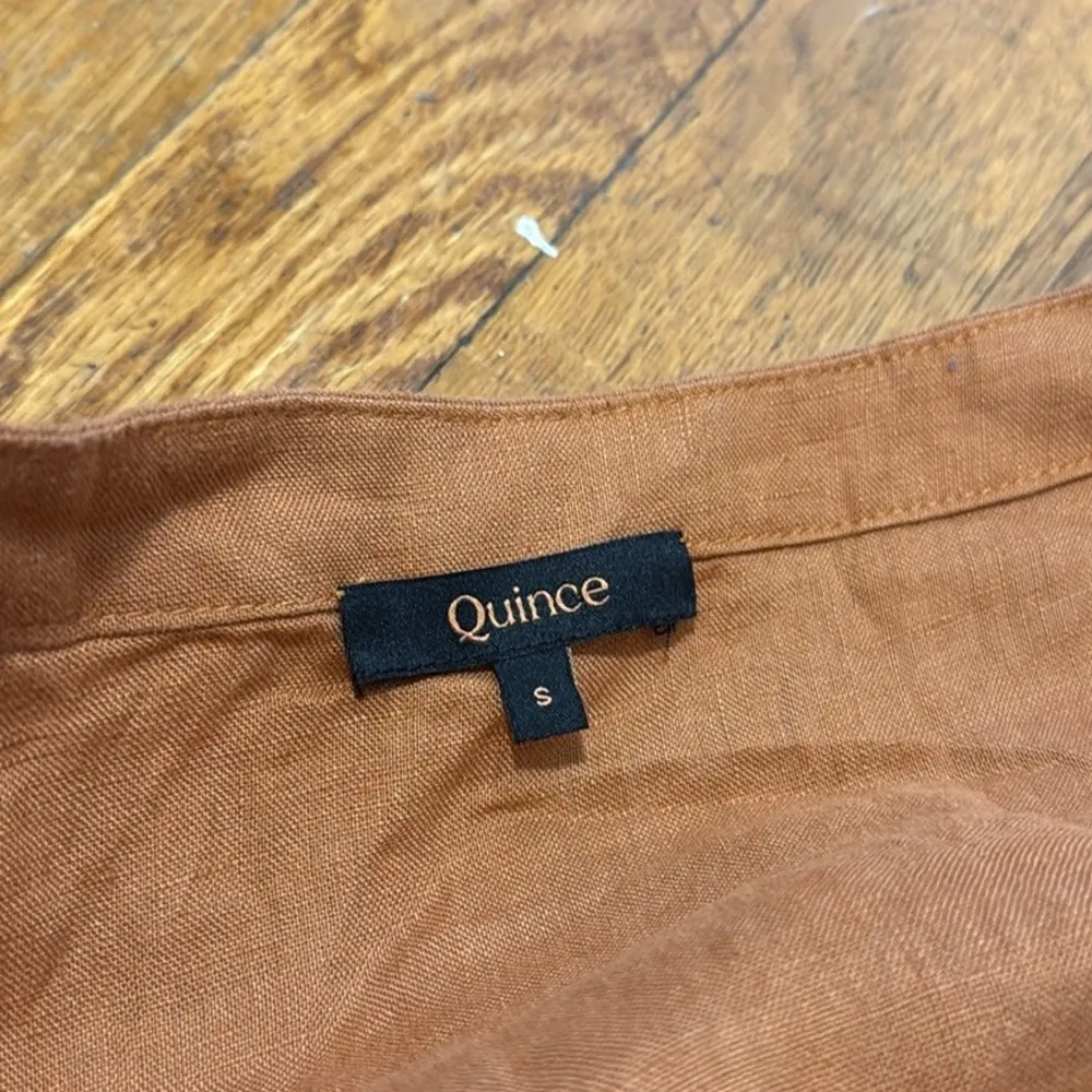 Quince 100% European linen maternity midi dress terracotta Thanksgiving NO BELT - Image 2