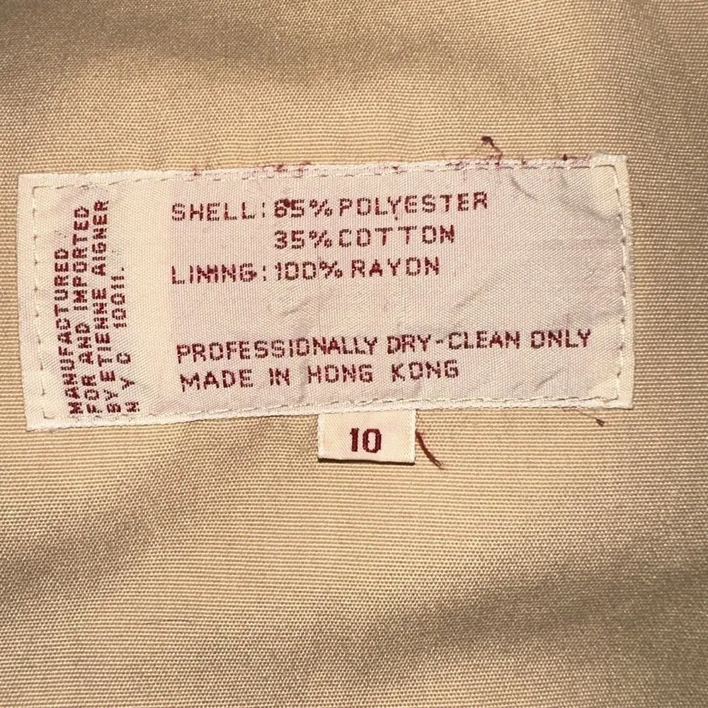 Vintage Etienne Aigner Classic beige  Trench coat with leather buttons Size 10 - Image 14