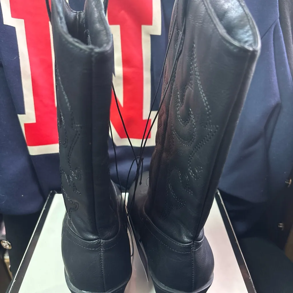 New Charles Albert Women’s 100% Vegan Leather Western Black Boots Yeehaw Size 9 - Image 6