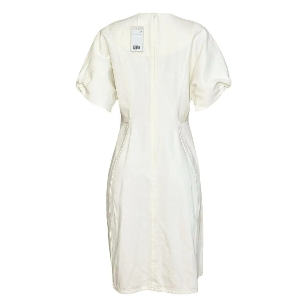 COS Puff Sleeve Organic Cotton Denim Mini Dress, White, 12 (US) - Image 7