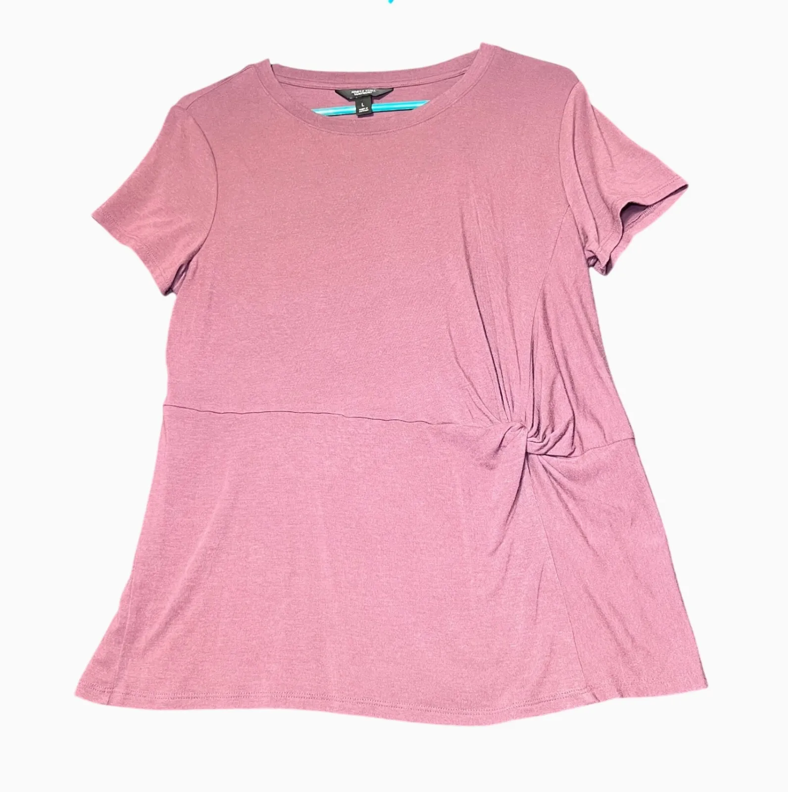 Simply Vera Vera Wang Shirt Women Large Mauve Tunic Top Knot Short Sleeve Casual - Image 2