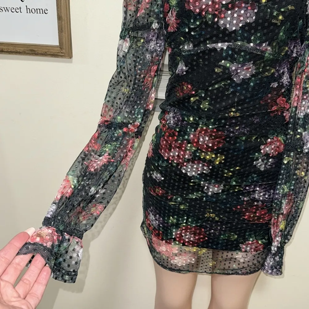 ASOS NEW Long Sleeve Flower Mini Dress - Image 4