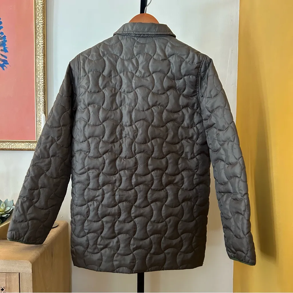 Santa Cruz Quilted Snap Front Jacket Oval Line Dot Army Green Size XS - Image 6