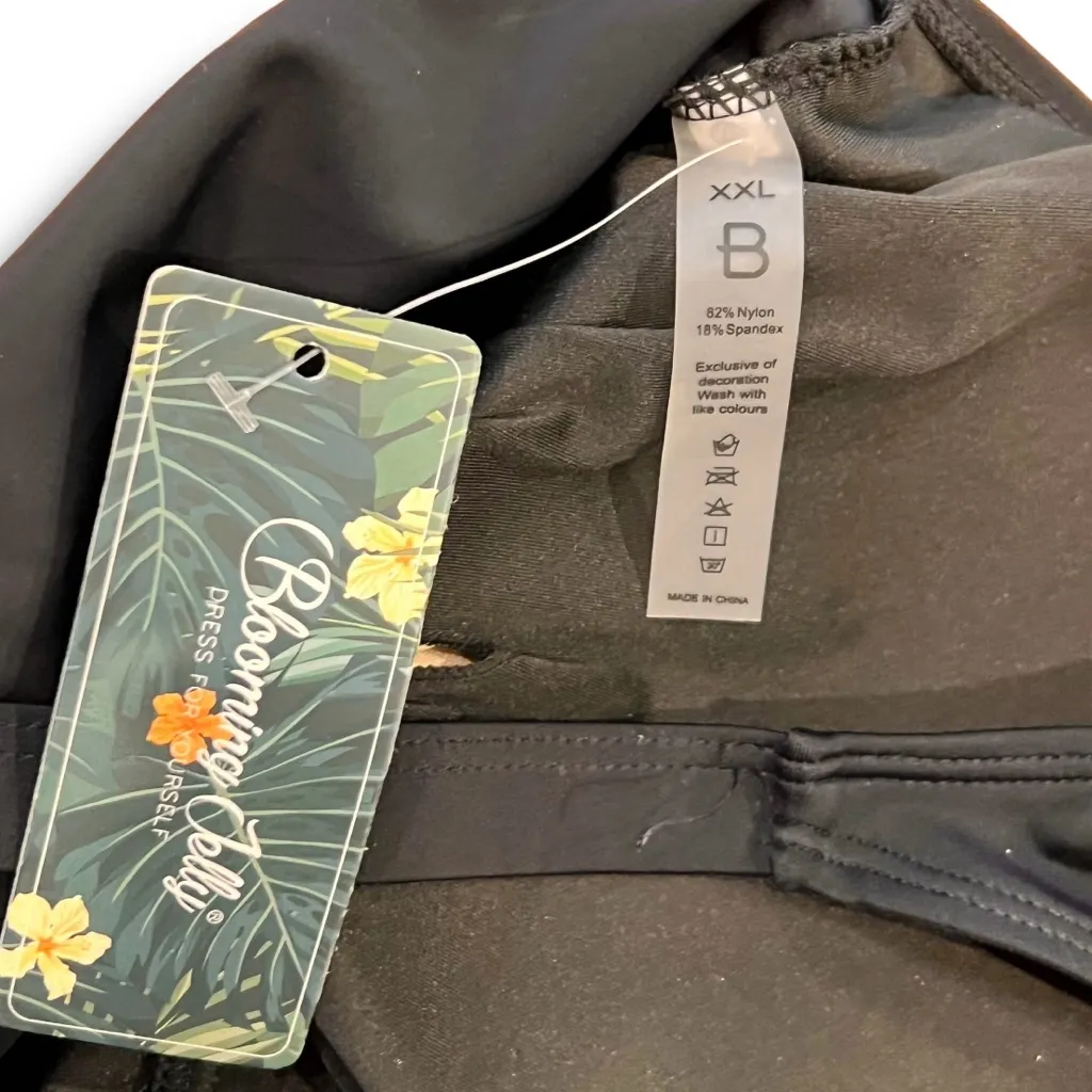 NEW! Blooming Jelly Swim Dress 1 Pc Tummy Control Modest Criss Cross Black XXL - Image 6