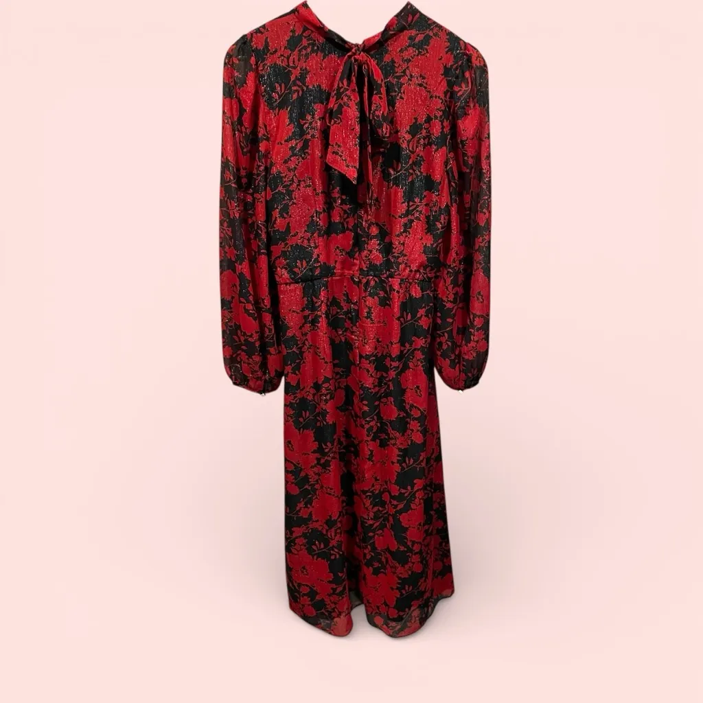 Beautiful Julia Jordan fairy whimsigoth mock neck maxi floral shimmer dress - Image 2