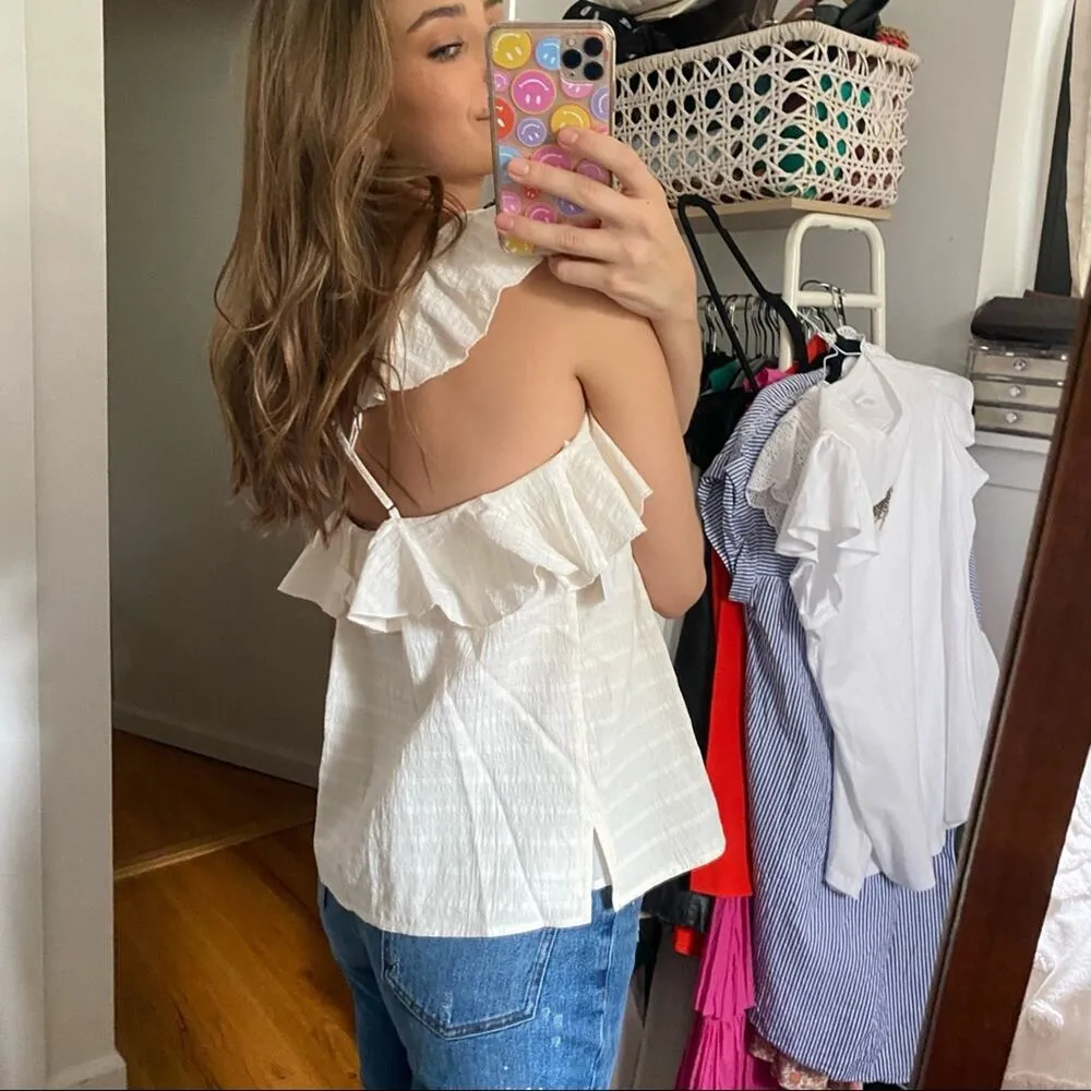 1 State Cream Ruffle Halter Camisole Top Sz Small - Image 8