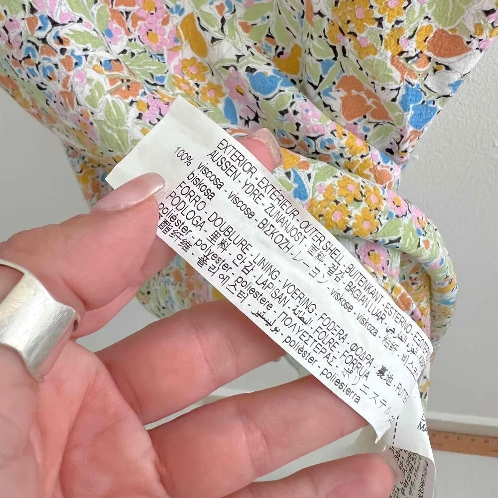 Zara Floral Ruffle Strap Sweetheart Neck mini Dress Small Colorful - Image 13